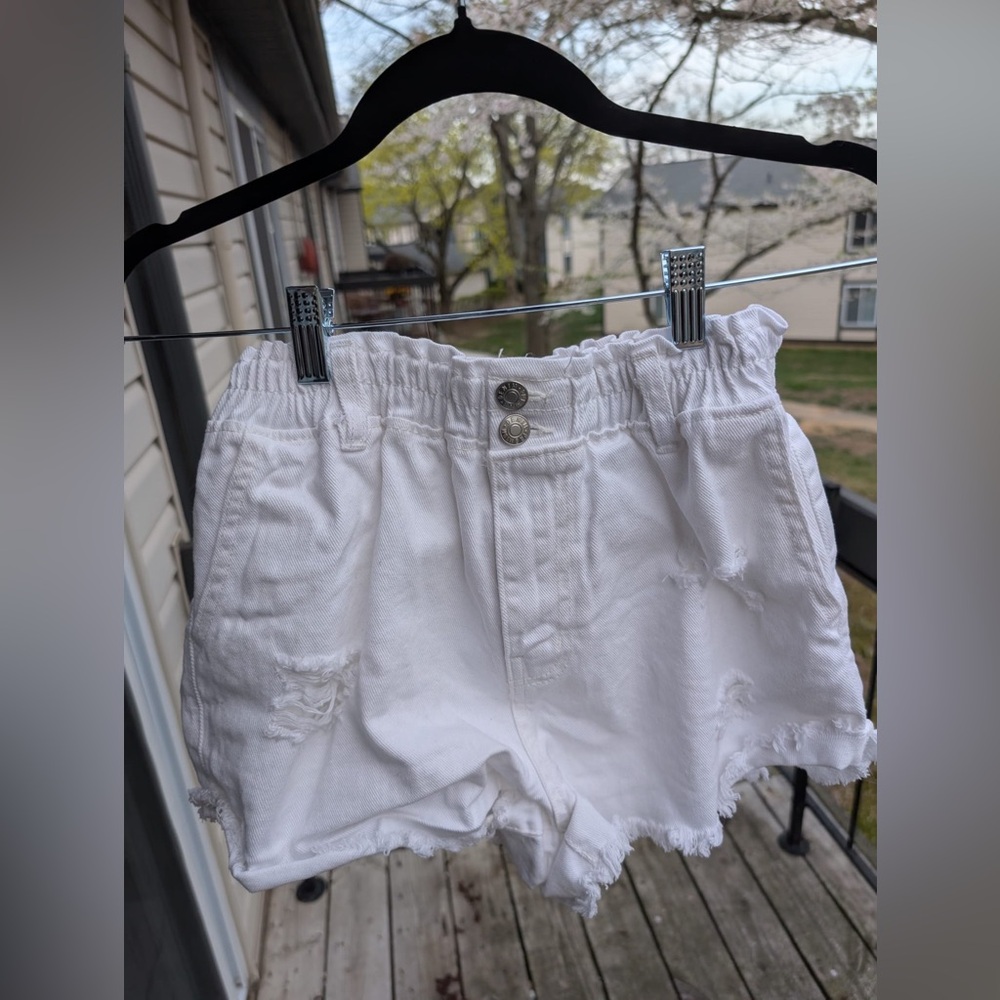 White Denim Mini Shorts
